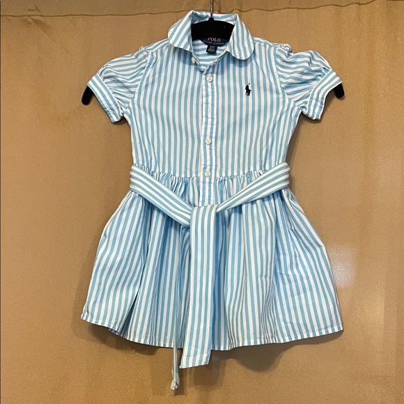 Polo by Ralph Lauren Light Blue and White Striped Dress